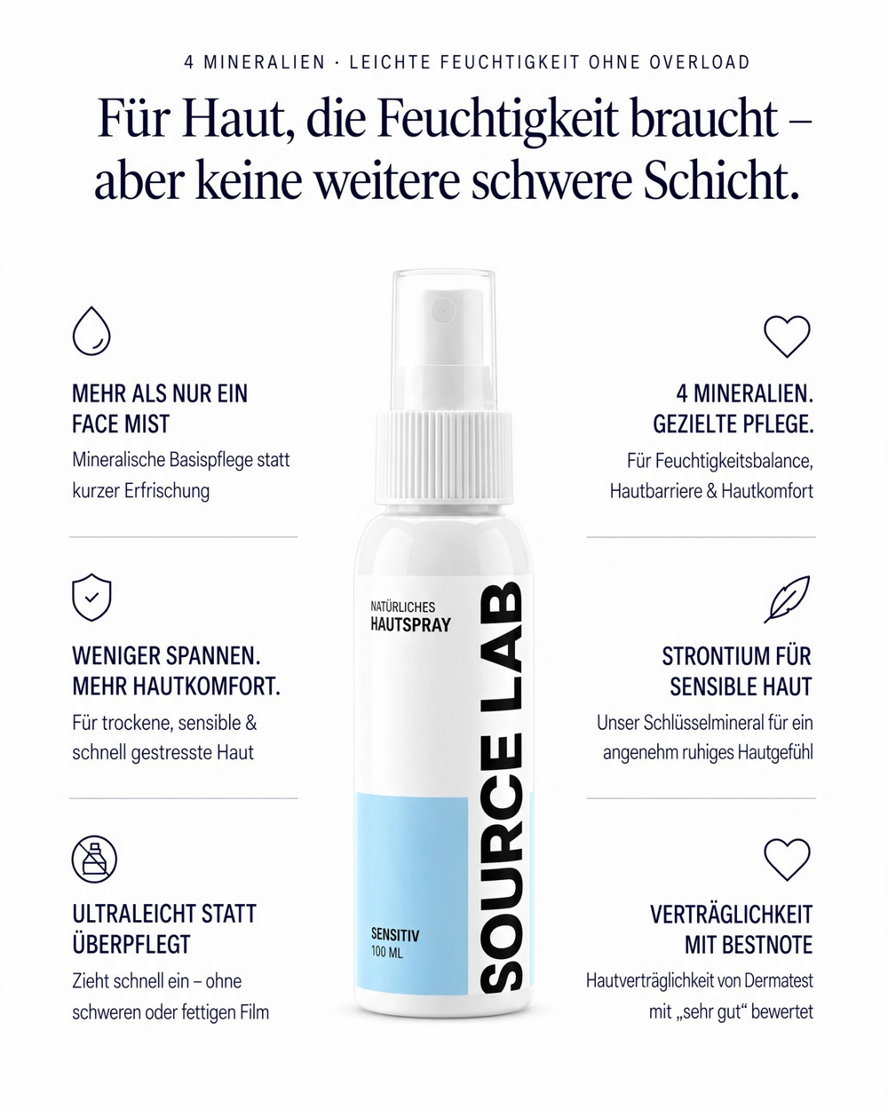Spray minéral pour la peau – Hydratation pour les peaux sèches et tiraillées