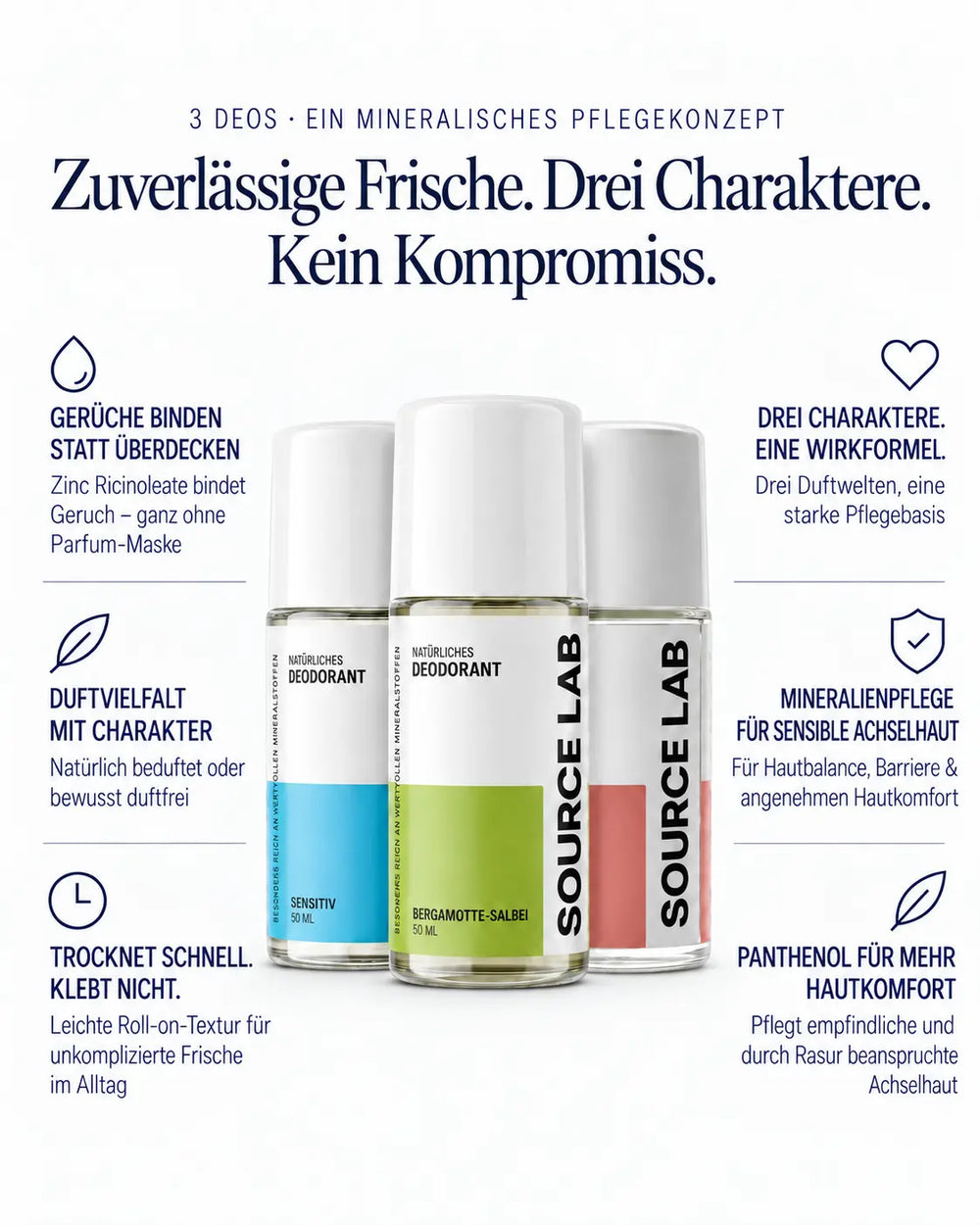 Trio déodorant – Soin déodorant minéral en 3 variantes