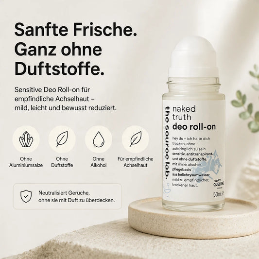 Naked Truth | Sensitive Deo Roll-on ohne Duftstoffe inkl. Raumduft-Set | 50 ml