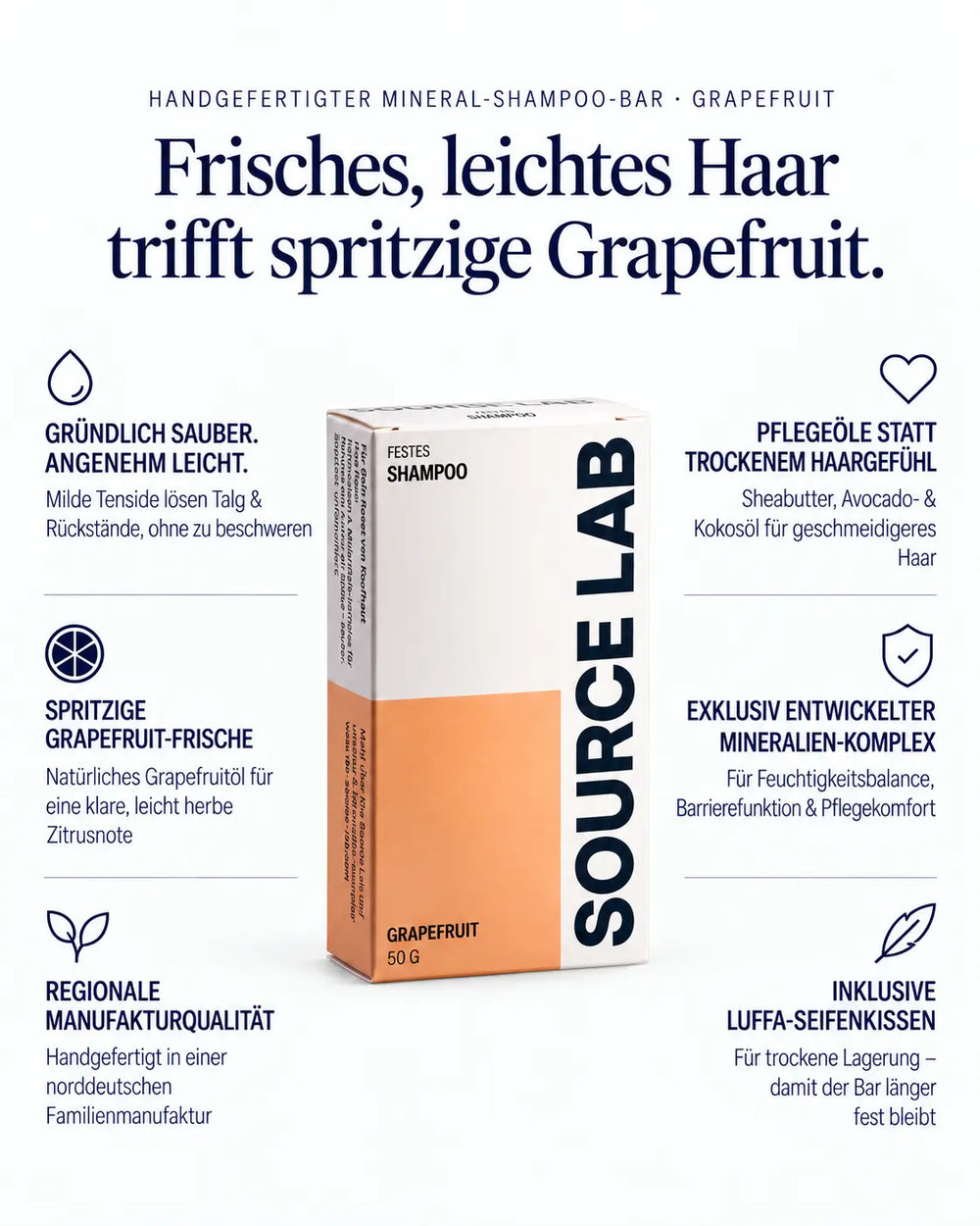 Shampoing solide pamplemousse – fruité & frais