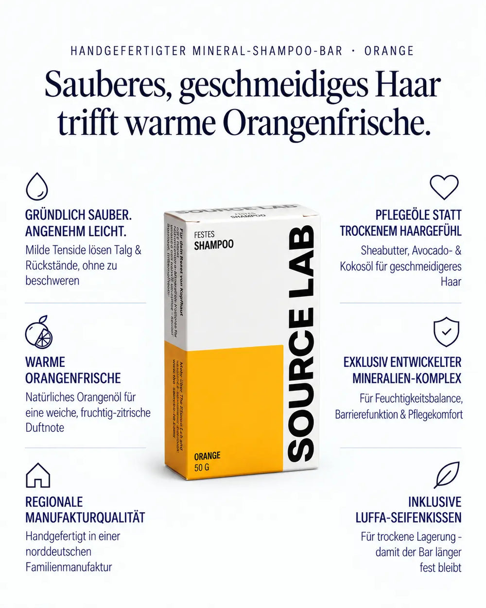 Shampoing solide Orange – chaud & fruité