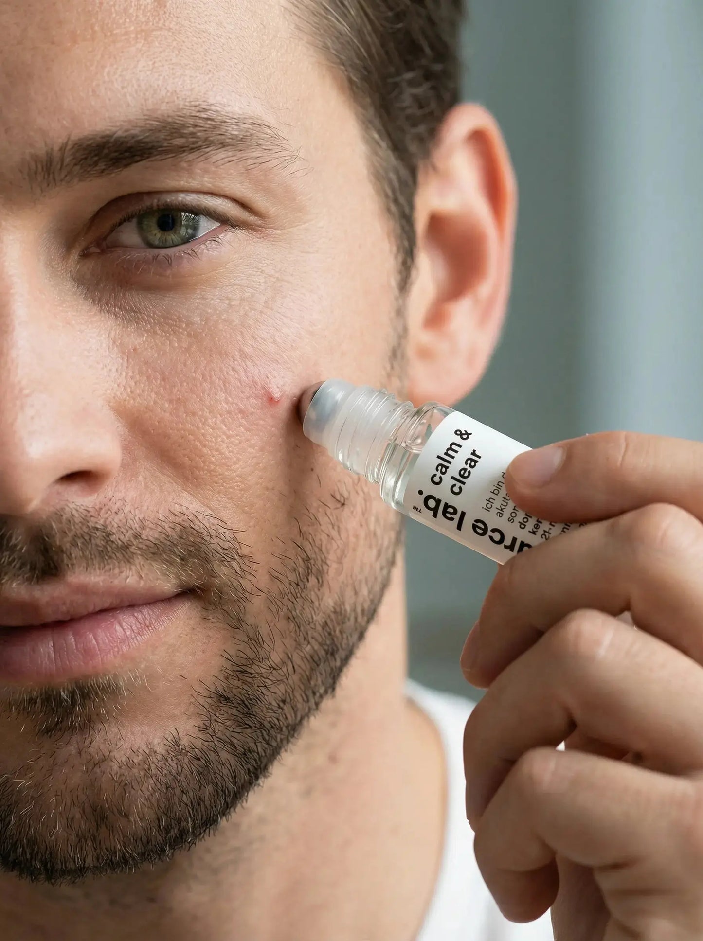 Sanfte SOS-Pflege von THE SOURCE LAB für unreine, empfindliche Haut, 10 ml, zeigt die beruhigende Hautpflege in einer Flasche.