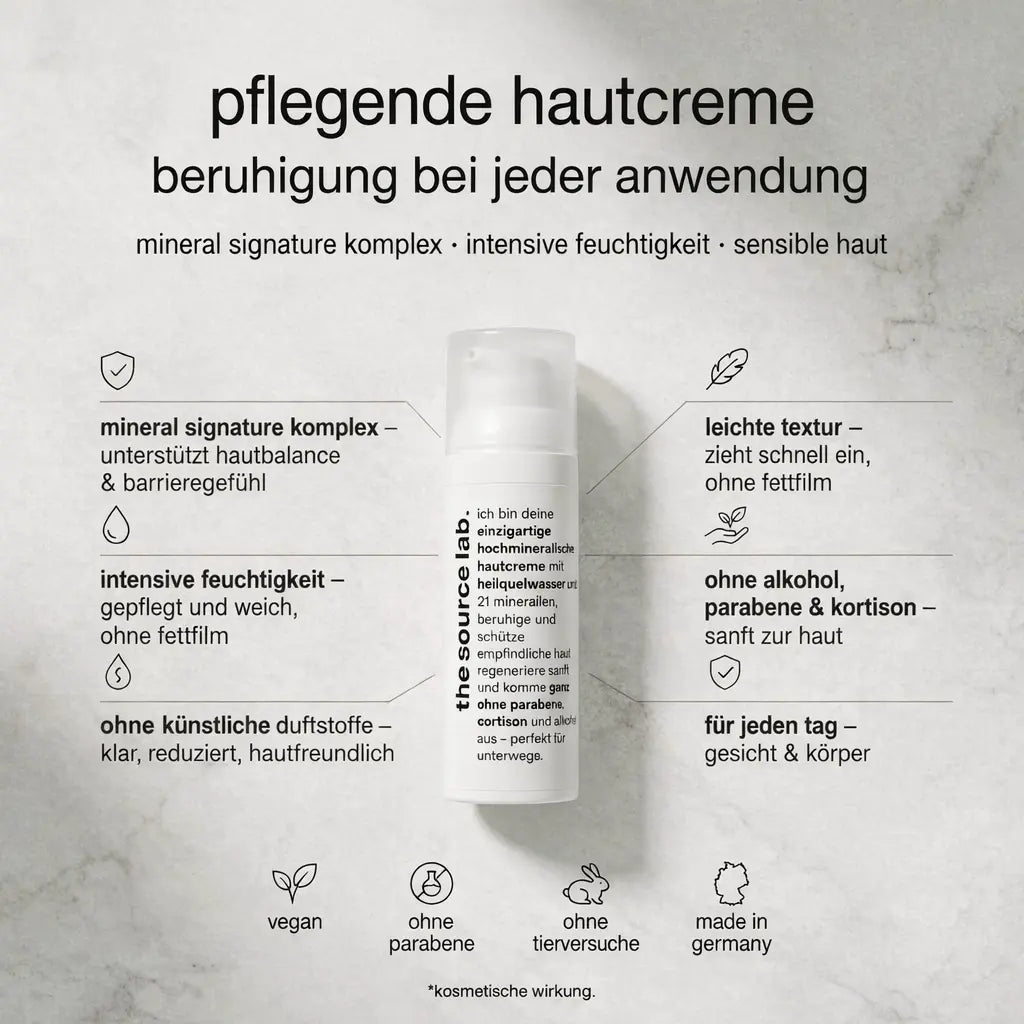 plain&simple | effektive hochmineralische pflegecreme für trockene und empfindliche haut | 50ml THE SOURCE LAB