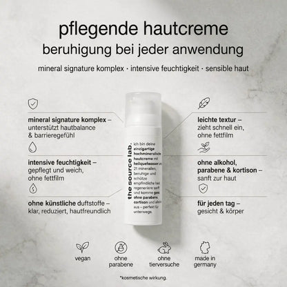 plain&simple | effektive hochmineralische pflegecreme für trockene und empfindliche haut | 50ml THE SOURCE LAB