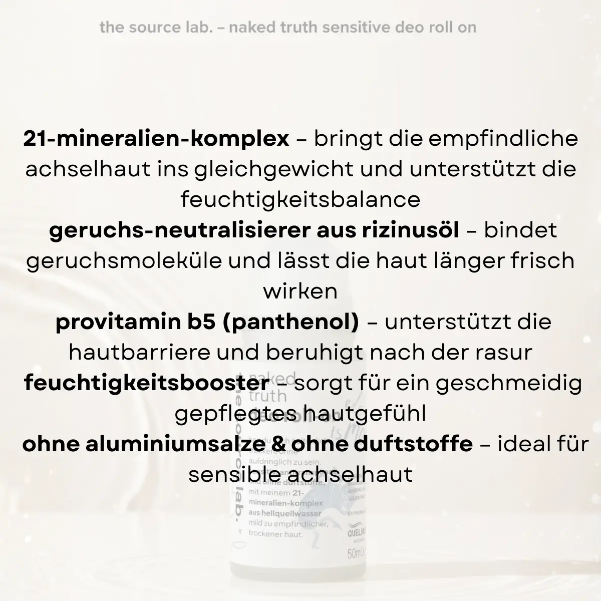 Einführungsangebot: the source lab. - naked truth sensitive Deo roll on 50ml THE SOURCE LAB
