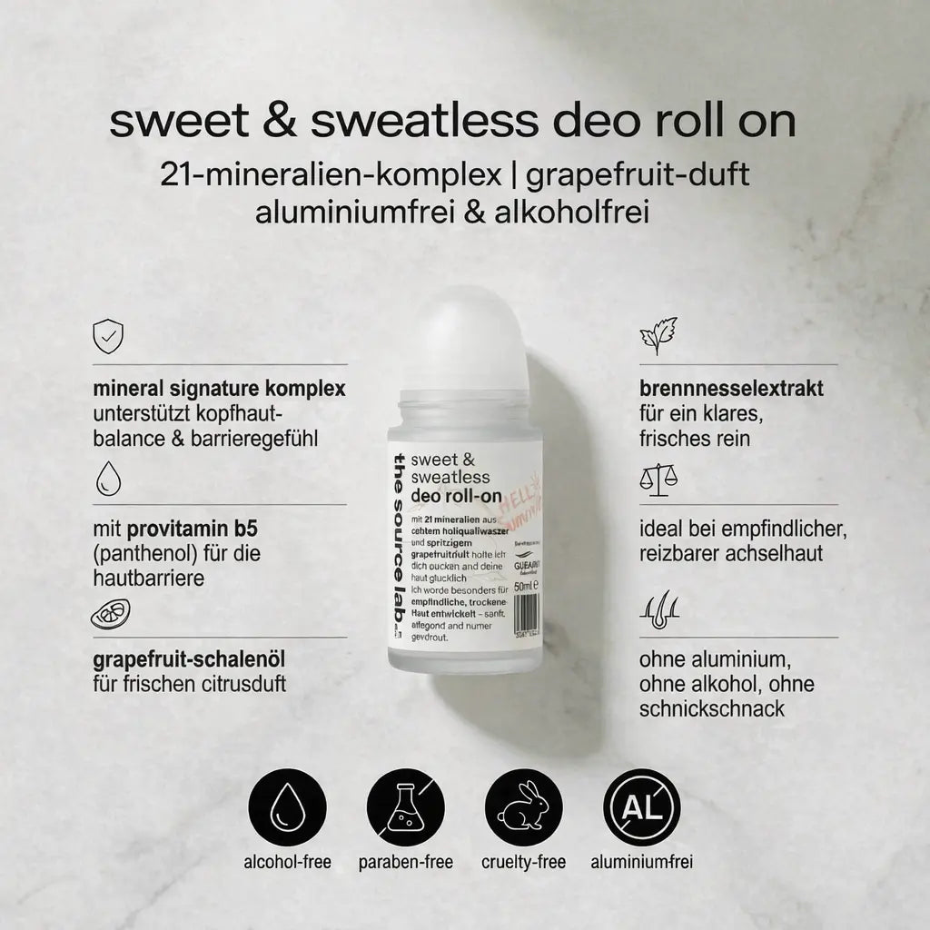 sweet & sweatless | deo roll on inklusive raumduftset | 50ml - Quellmed Shop
