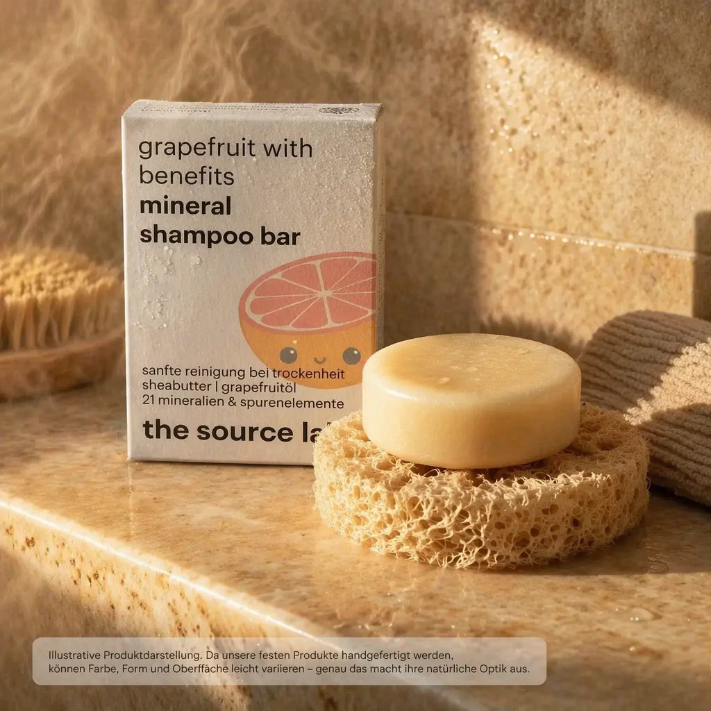 Grapefruit with Benefits | Feste Mineral Shampoo Bar | 50 g inkl. Luffa-Seifenkissen