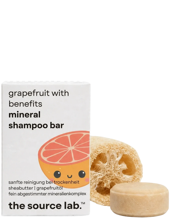 Grapefruit with Benefits | Feste Mineral Shampoo Bar | 50 g inkl. Luffa-Seifenkissen
