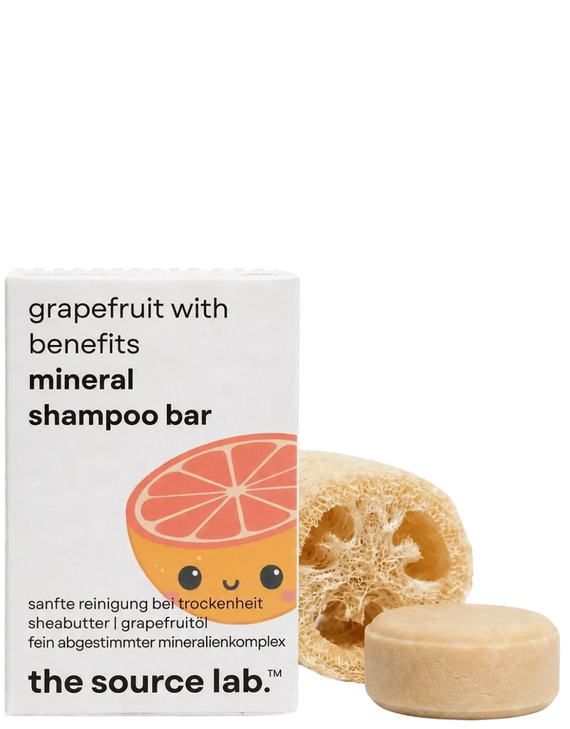 Grapefruit with Benefits | Feste Mineral Shampoo Bar | 50 g inkl. Luffa-Seifenkissen