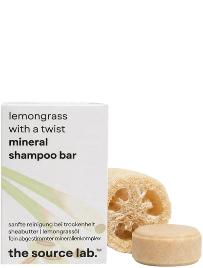 Lemongrass with a Twist | Feste Mineral Shampoo Bar | 50 g inkl. Luffa-Seifenkissen