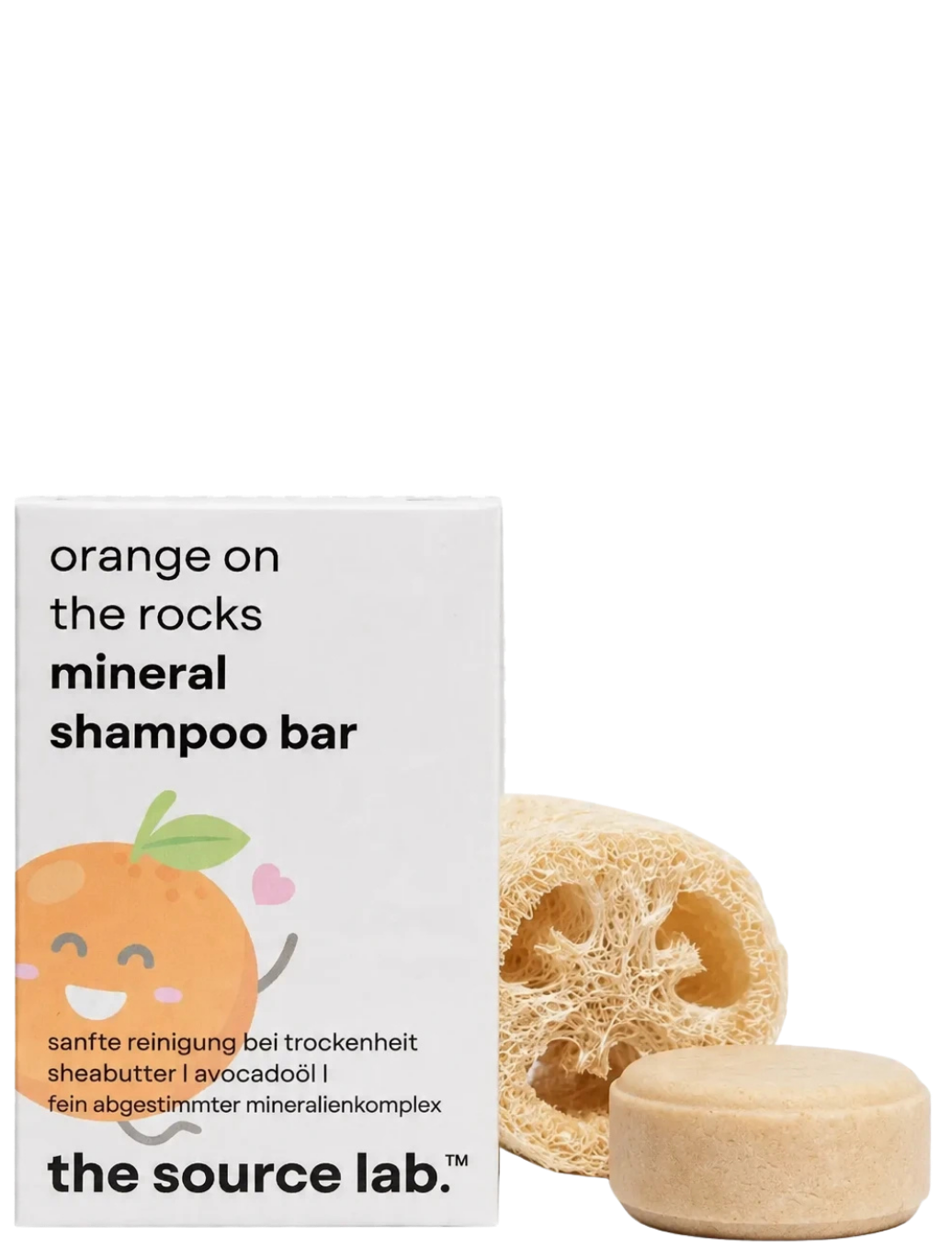 Orange on the Rocks | Feste Mineral Shampoo Bar I 50 g inkl. Luffa-Seifenkissen