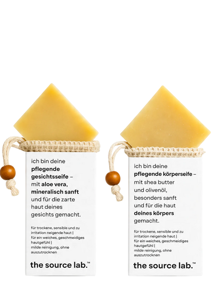 Soap Bundle | Zwei feste Seifen für Gesicht und Körper inkl. Peelingbeutel | 200 g