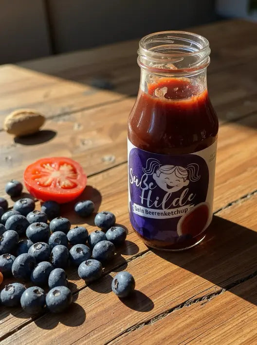 Heidelbeerketchup „Süße Hilde“ von Bickbeernhof, 250g, regionale Beeren, cremige Textur, fruchtig und süß.