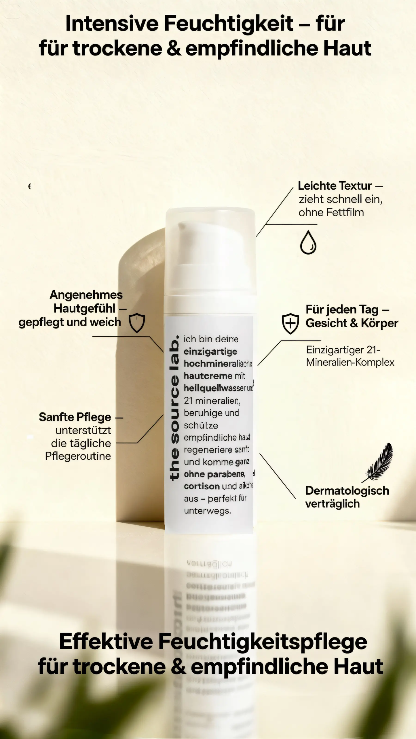 the source lab. von Quellmed - Pflegende Hautcreme in der praktischen Reisegröße 15ml – Effektive Feuchtigkeitspflege für empfindliche Haut unterwegs THE SOURCE LAB