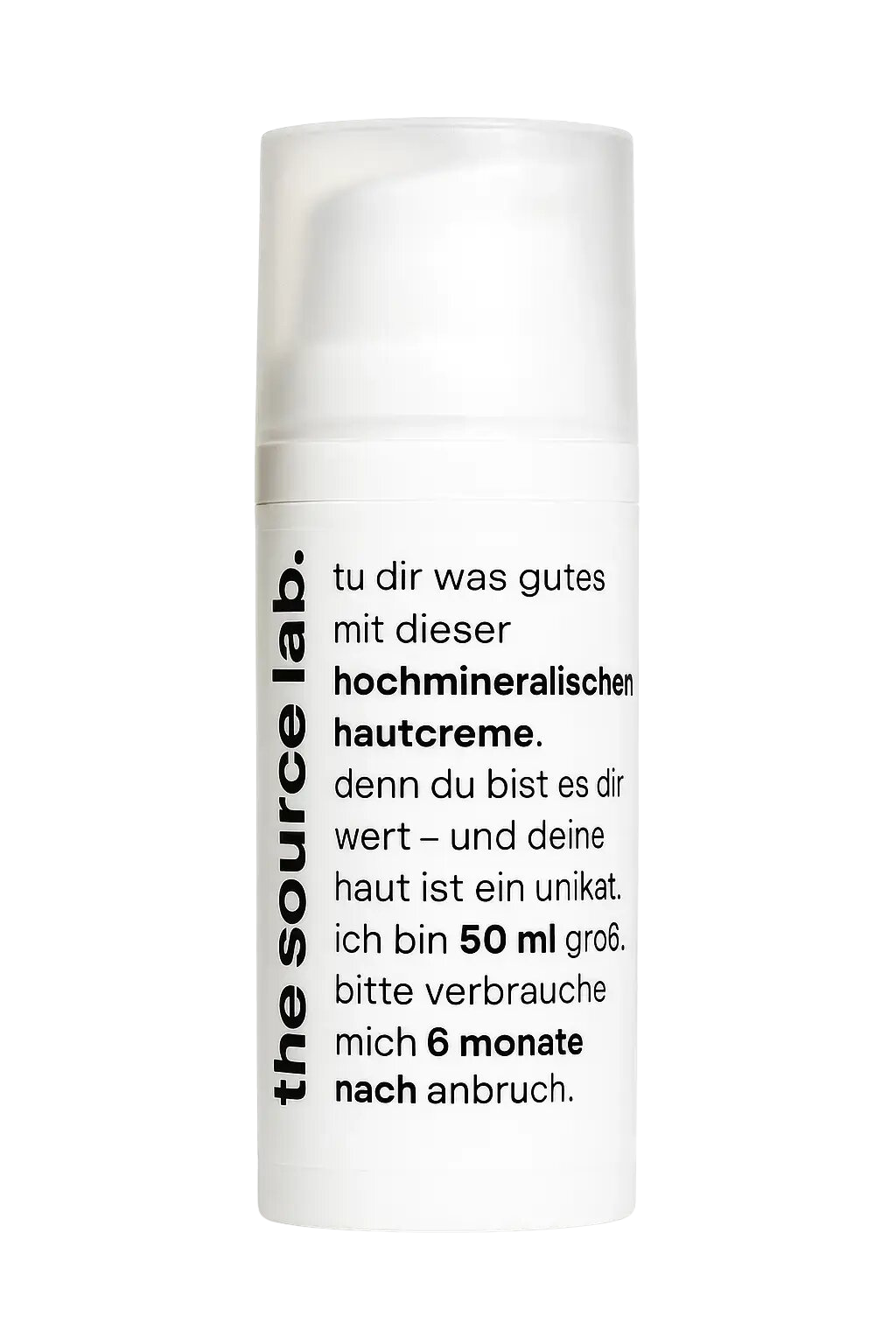 Sanfte Pflegecreme von THE SOURCE LAB für trockene und empfindliche Haut, in 50 ml Tubenform, cremige Textur, natürliche Hautpflege