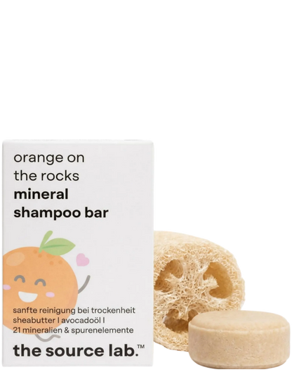 orange on the rocks I mineral shampoo bar 50g I inklusive seifenkissen THE SOURCE LAB