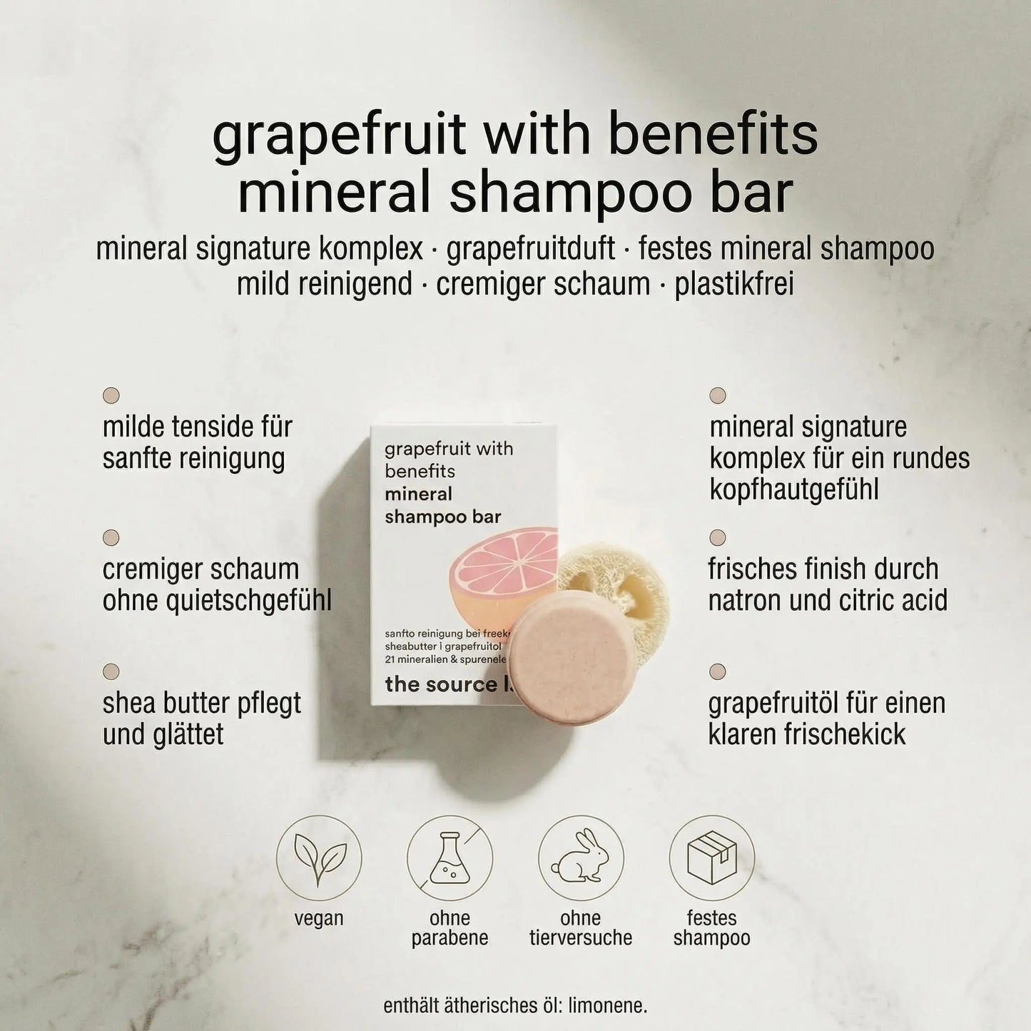 grapefruit with benefits I mineral shampoo bar I inklusive seifenkissen I 50g THE SOURCE LAB