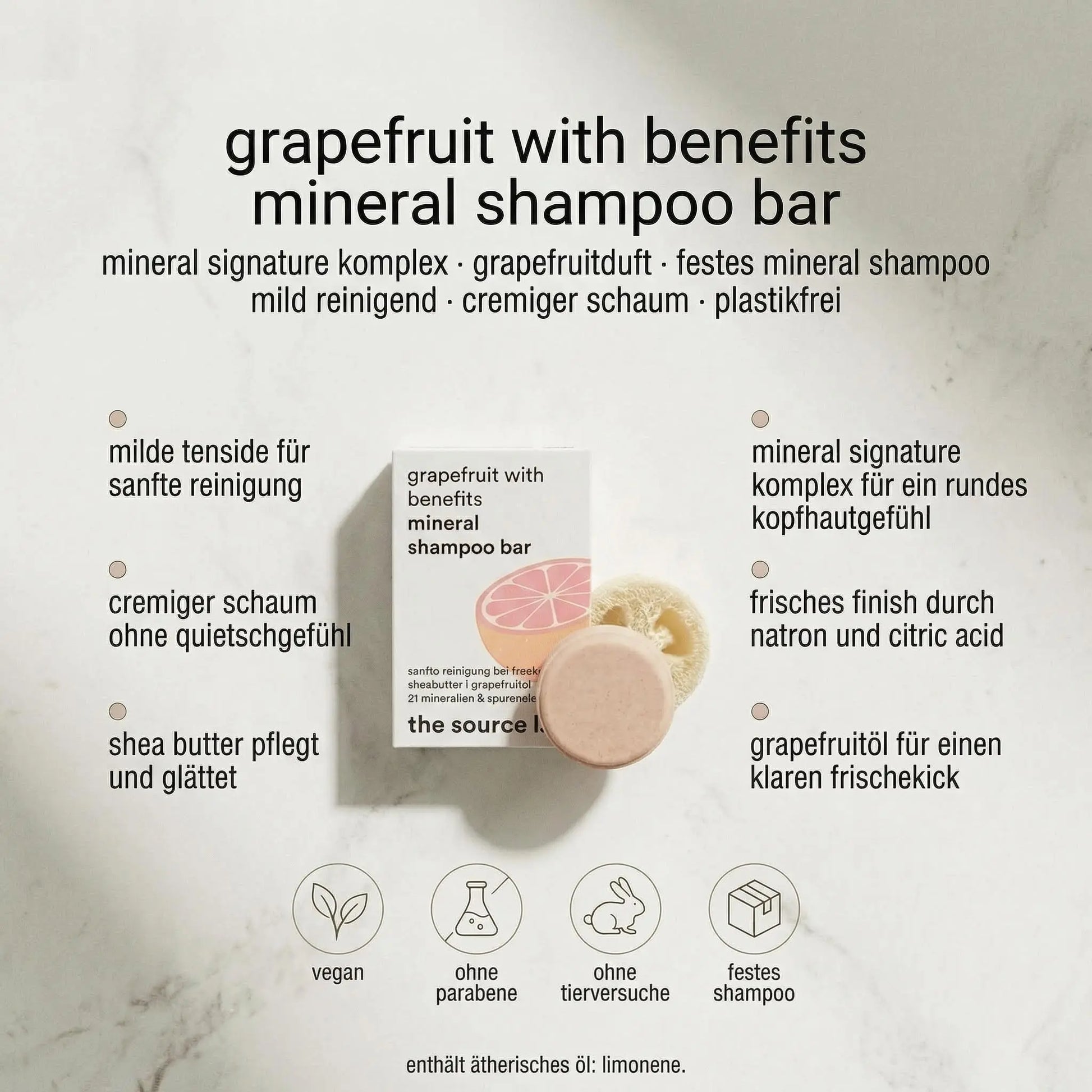 grapefruit with benefits I mineral shampoo bar I inklusive seifenkissen I 50g THE SOURCE LAB