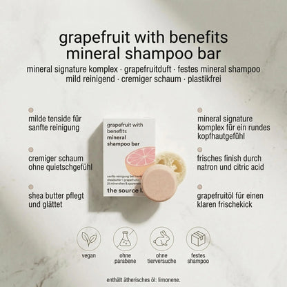 grapefruit with benefits I mineral shampoo bar I inklusive seifenkissen I 50g THE SOURCE LAB