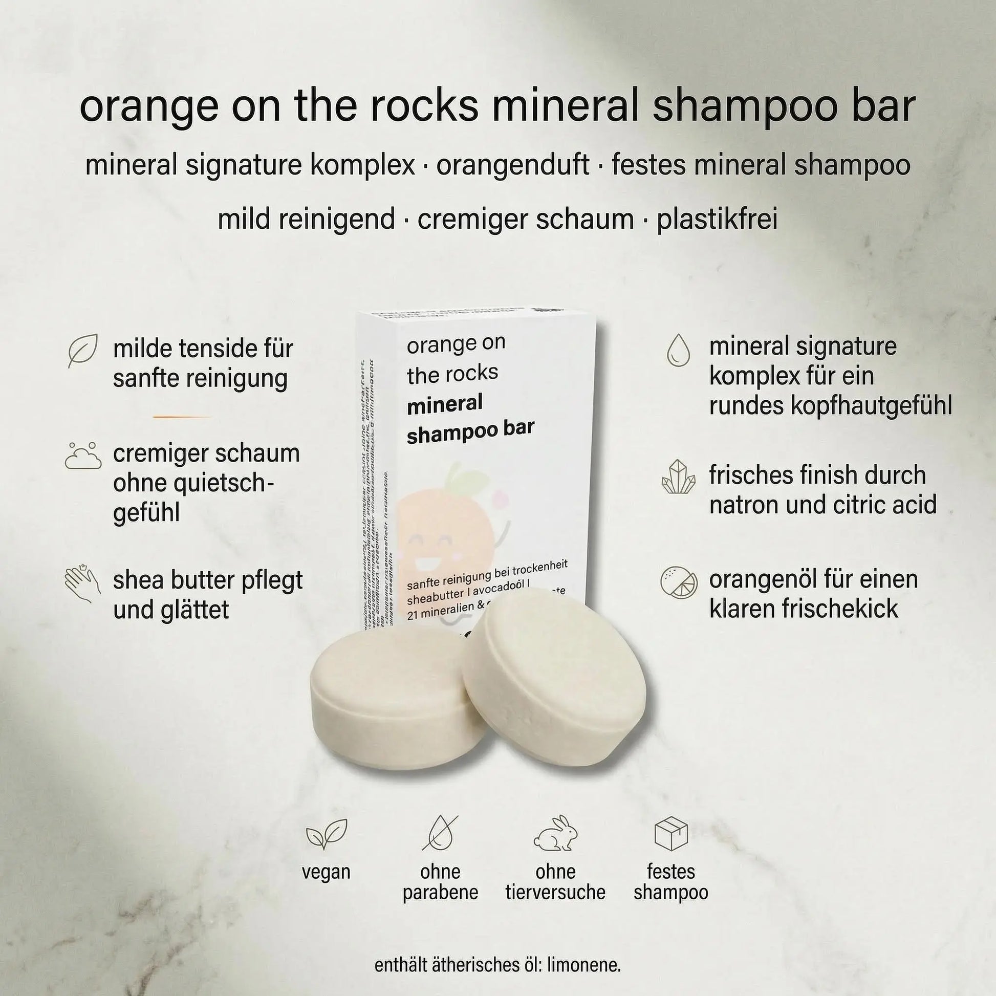 orange on the rocks I mineral shampoo bar I inklusive seifenkissen I 50g THE SOURCE LAB