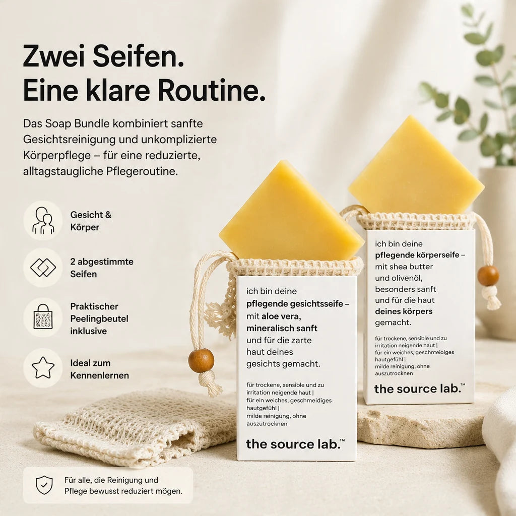 Soap Bundle | Zwei feste Seifen für Gesicht und Körper inkl. Peelingbeutel | 200 g