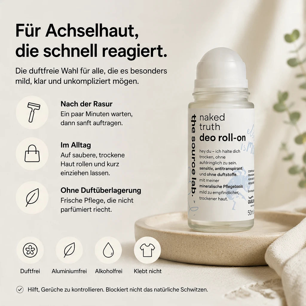 Naked Truth | Sensitive Deo Roll-on ohne Duftstoffe inkl. Raumduft-Set | 50 ml