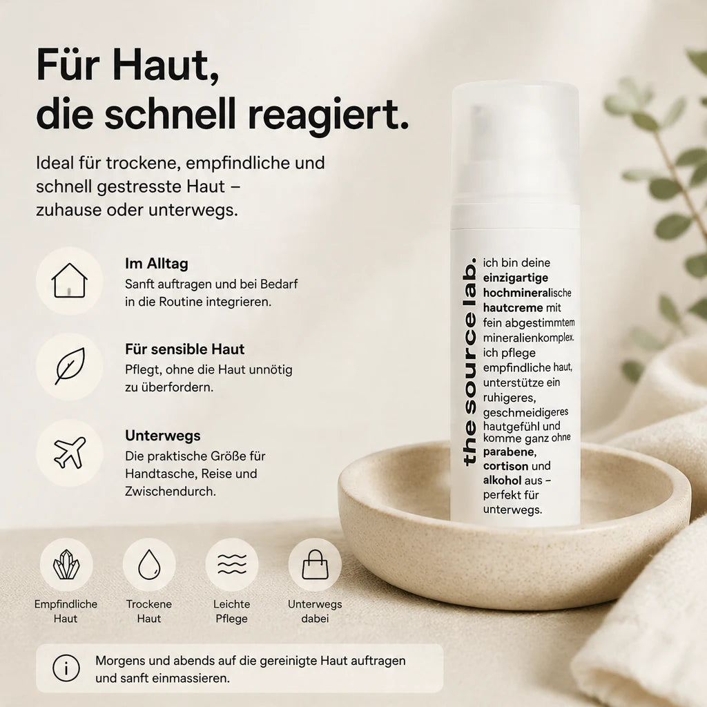 Plain & Simple Travel Edition | Feuchtigkeitspflege für trockene und empfindliche Haut unterwegs | 15 ml