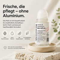 Sweet & Sweatless | Deo Roll-on mit Grapefruitduft inkl. Raumduft-Set | 50 ml