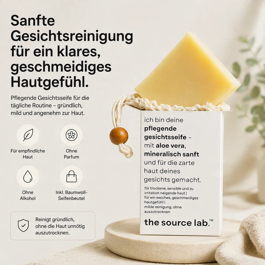 Pflegende Gesichtsseife | Sanfte Reinigung für seidige Haut inkl. Peelingbeutel | 100 g