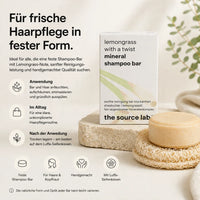 Lemongrass with a Twist | Feste Mineral Shampoo Bar | 50 g inkl. Luffa-Seifenkissen