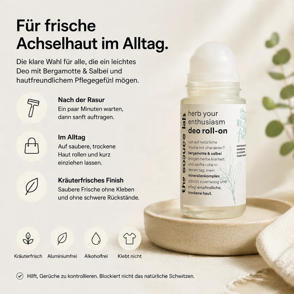Herb Your Enthusiasm | Deo Roll-on mit Bergamotte & Salbei inkl. Raumduft-Set | 50 ml