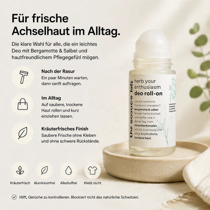Herb Your Enthusiasm | Deo Roll-on mit Bergamotte & Salbei inkl. Raumduft-Set | 50 ml