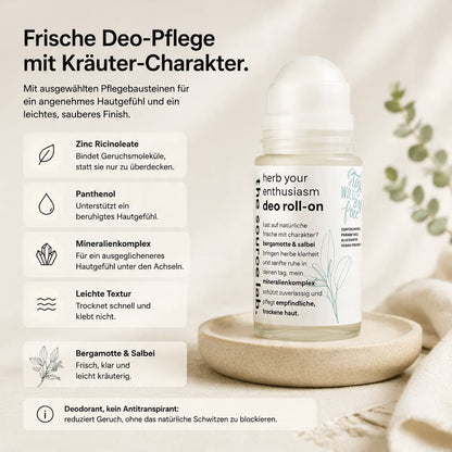 Herb Your Enthusiasm | Deo Roll-on mit Bergamotte & Salbei inkl. Raumduft-Set | 50 ml