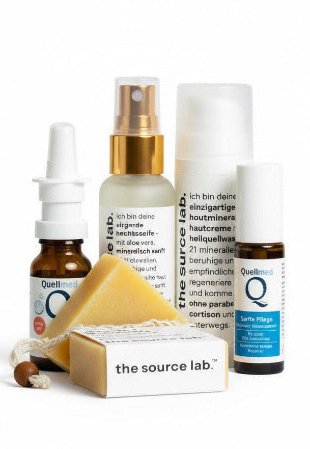 Quellmed GOLD: Komplettpflege für Gesicht & Körper – Spray, Creme, Reinigung & Akutpflege bei empfindlicher Haut & Irritationen. Quellmed Shop